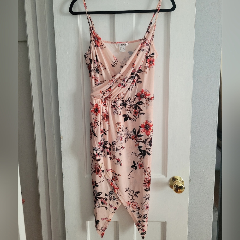 Pink Floral Midi Dress